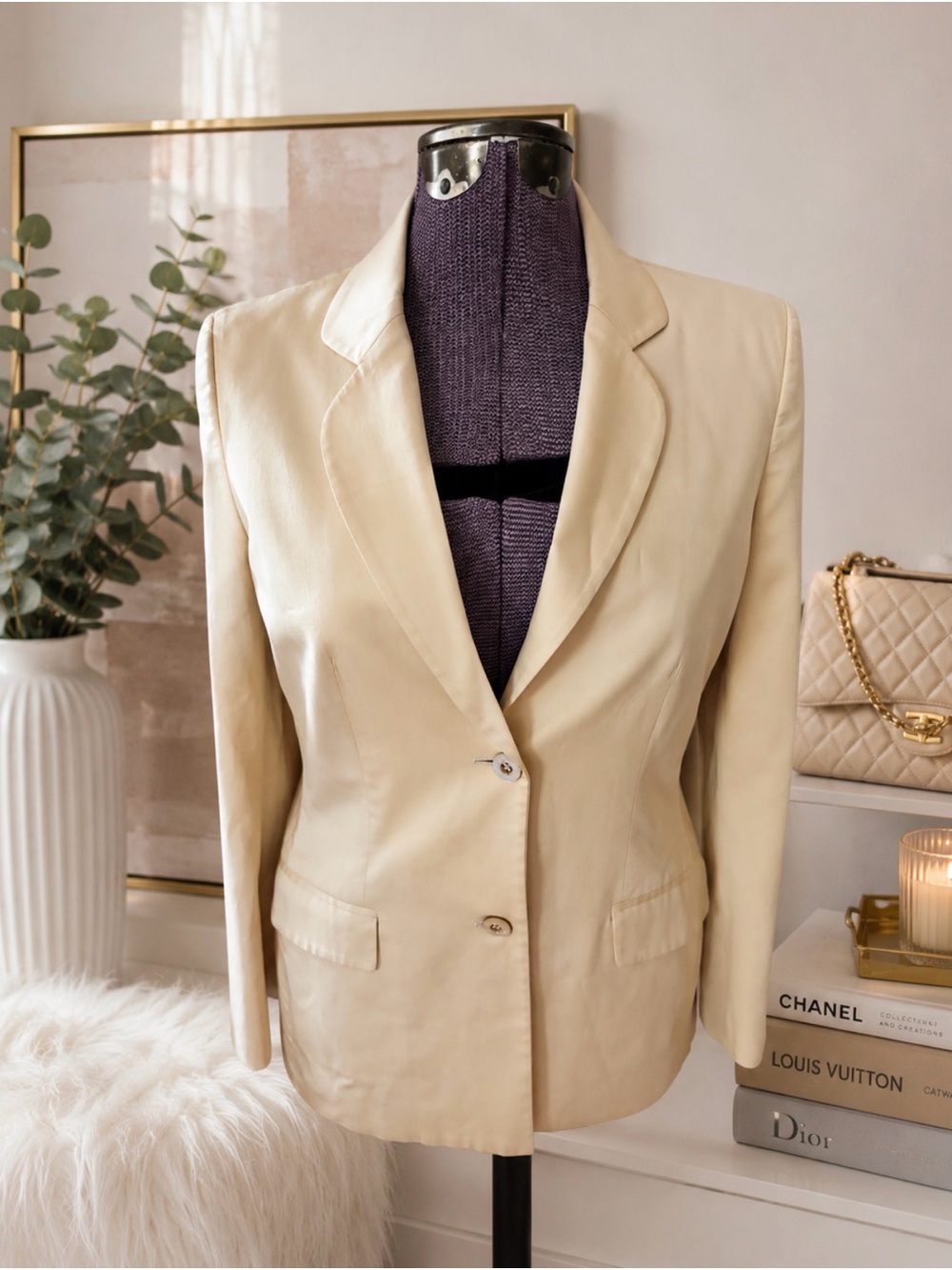 Salvatore Ferragamo VTG Women’s Cream Single-Breasted Blazer Jacket